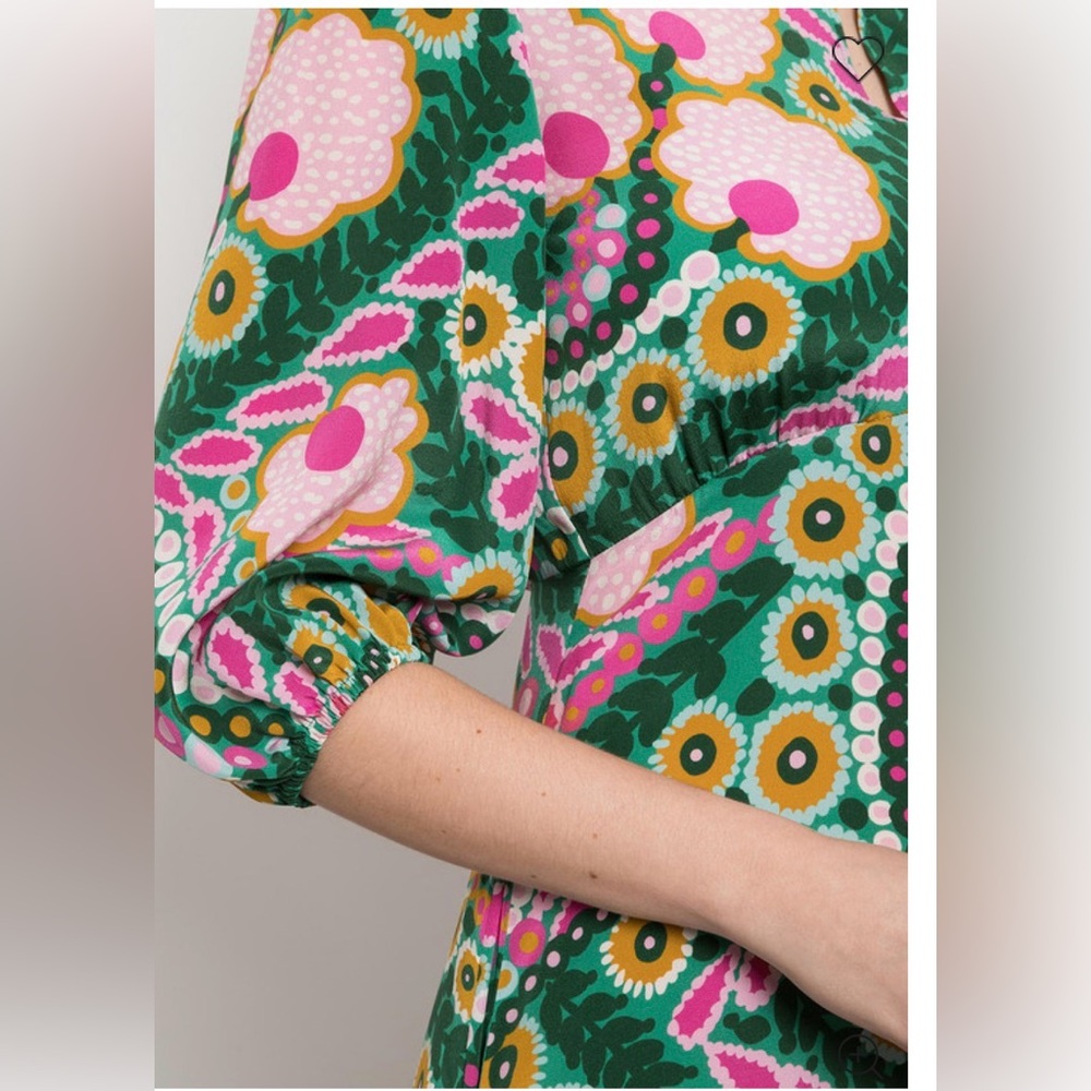Like New Max Mara Weekend Silk Jupiter Floral Green and Pink Maxi Dress Sz S - Picture 4 of 15